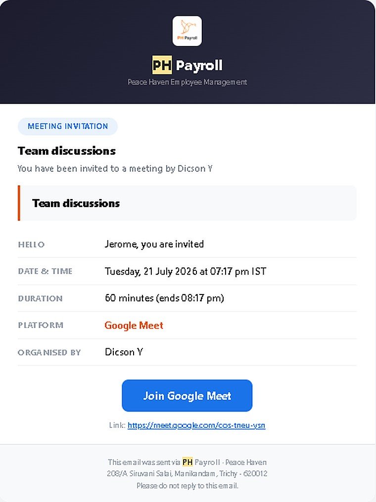 Meeting invite with the Meet link